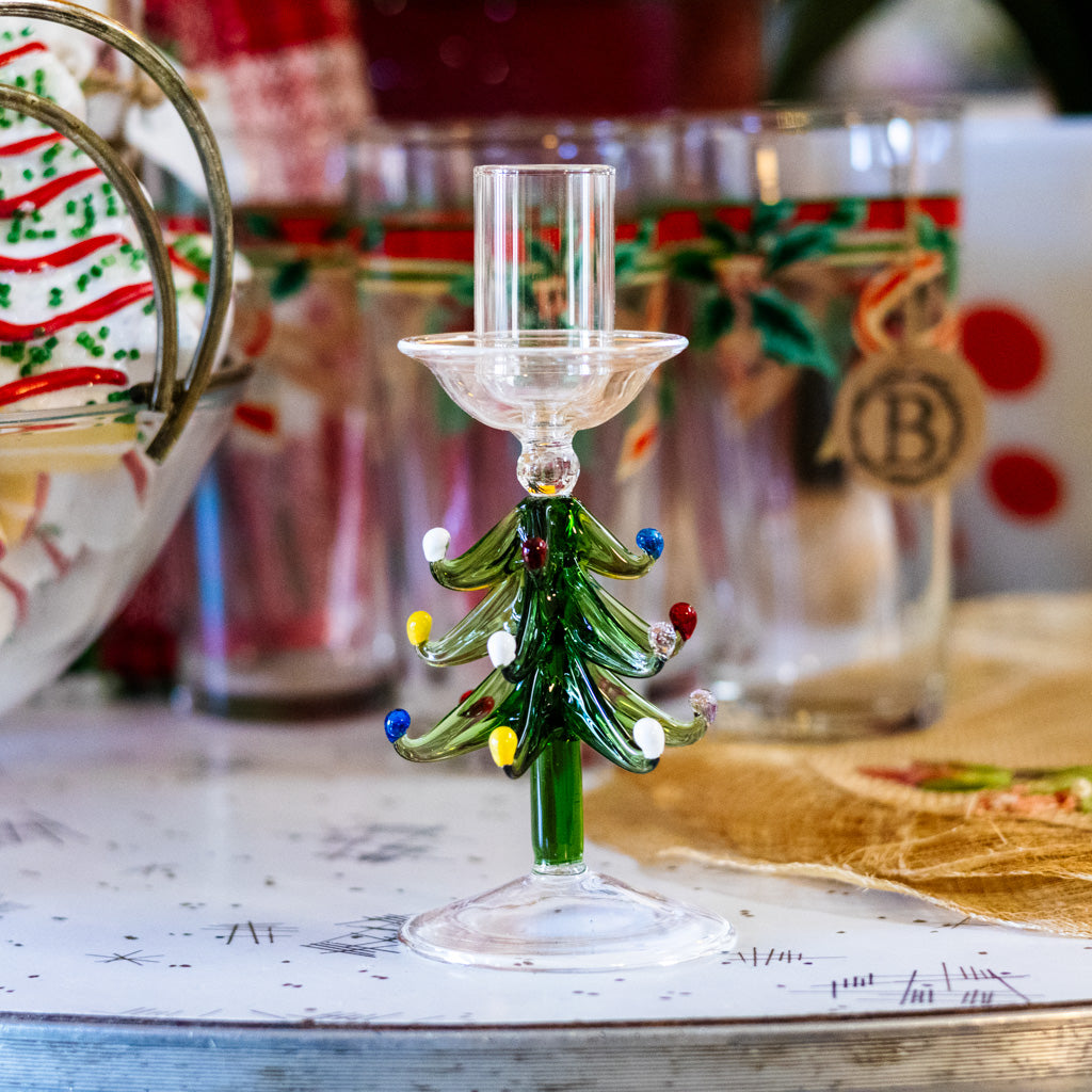 Short Tree Glass Candle Holder