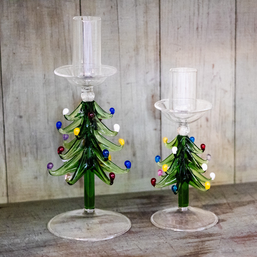 Tall Tree Glass Candle Holder