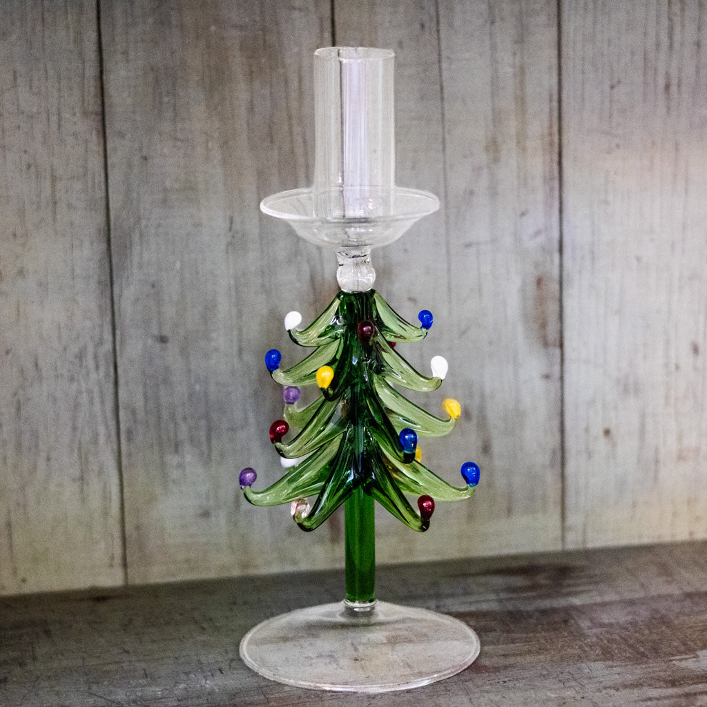 Tall Tree Glass Candle Holder