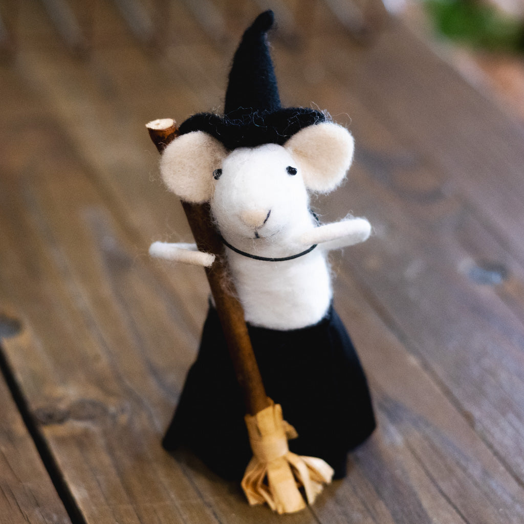 Wool Felt Halloween Witch Mouse