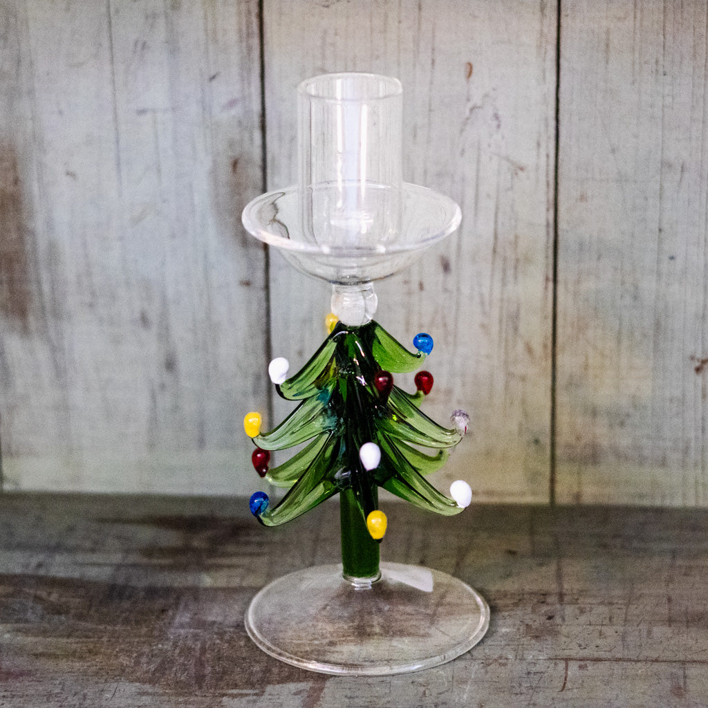 Short Tree Glass Candle Holder
