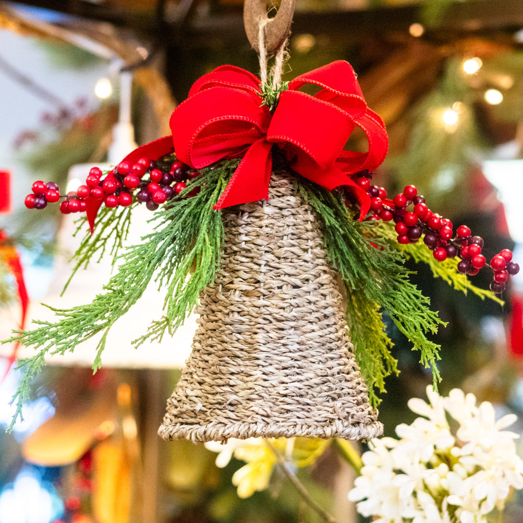 Embellished Red Hanging Woven Bell