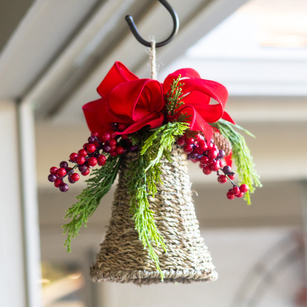 Embellished Red Hanging Woven Bell