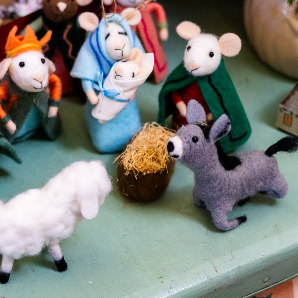 Box of Felt Mice Nativity Ornaments