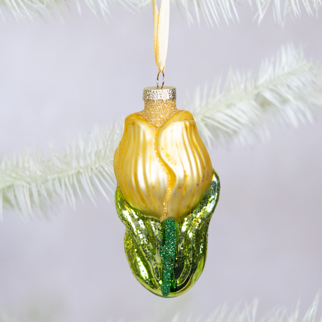 Glass Tulip Ornament Box of Four