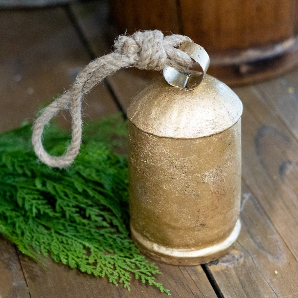 Antiqued Gold Iron with Jute Bell Tall
