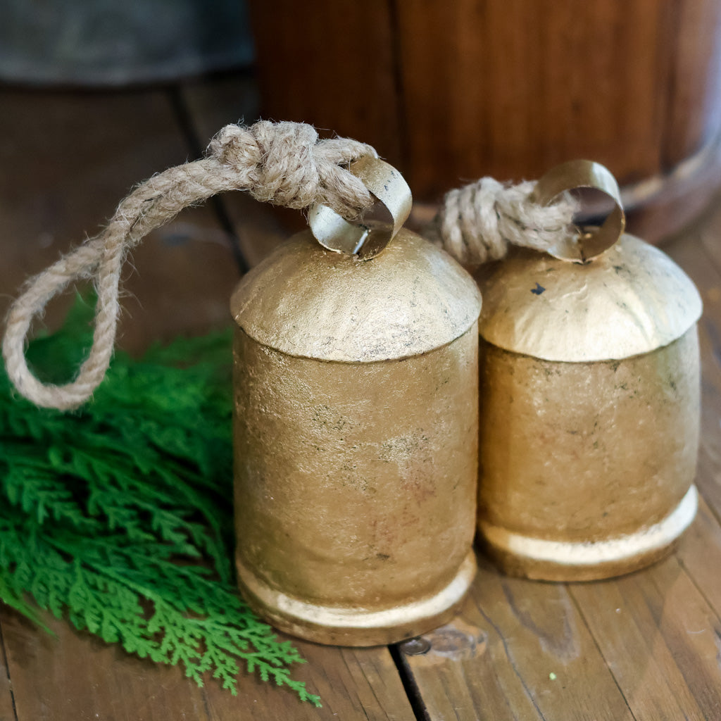 Antiqued Gold Iron with Jute Bell Tall