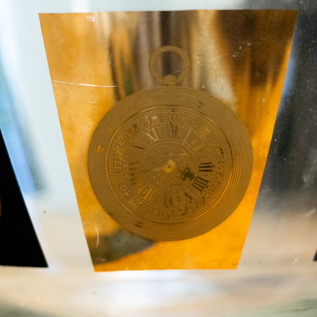 Mid Century Modern Glass Bowl with Black and Gold Clocks