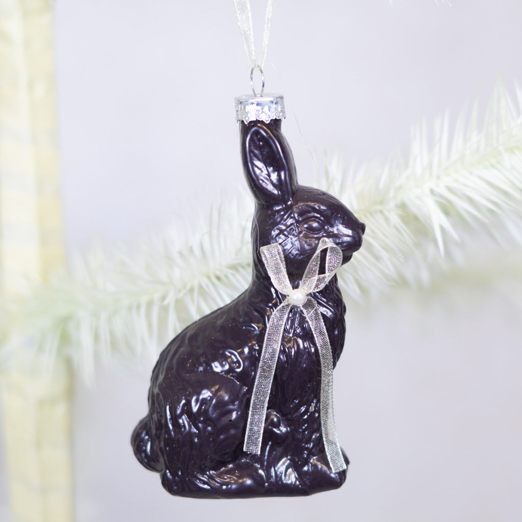 Glass Chocolate Bunny Ornament Box of Three