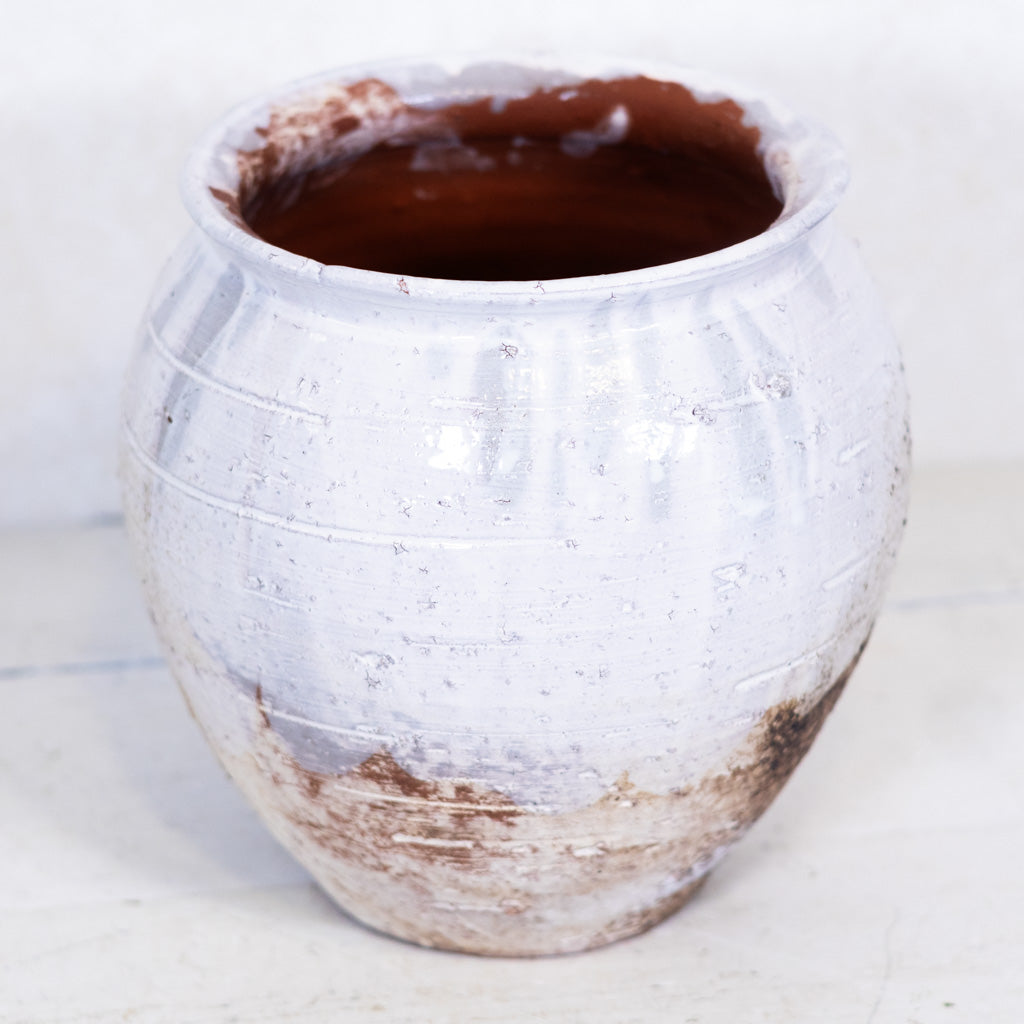 Arthur Terracotta Glazed Cream Gray Brown Vase