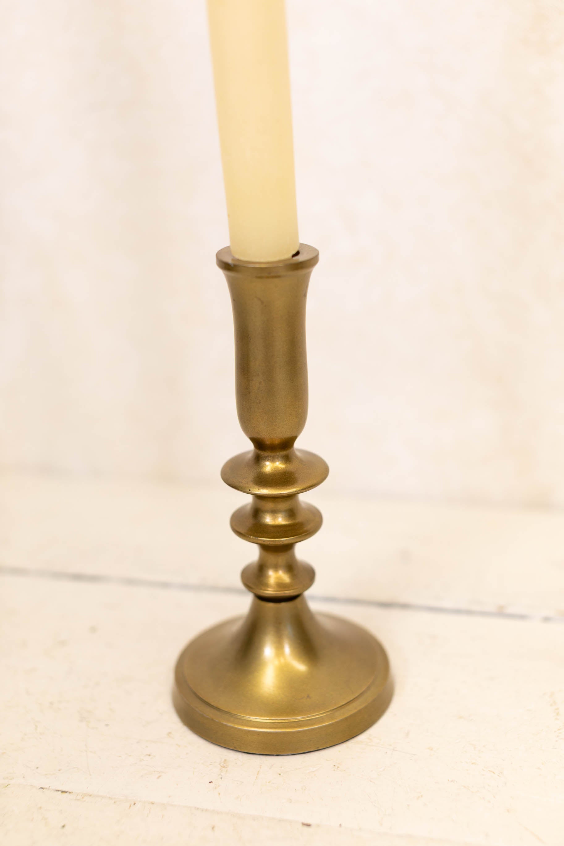 Short Antique Gold Aluminum Taper Holder