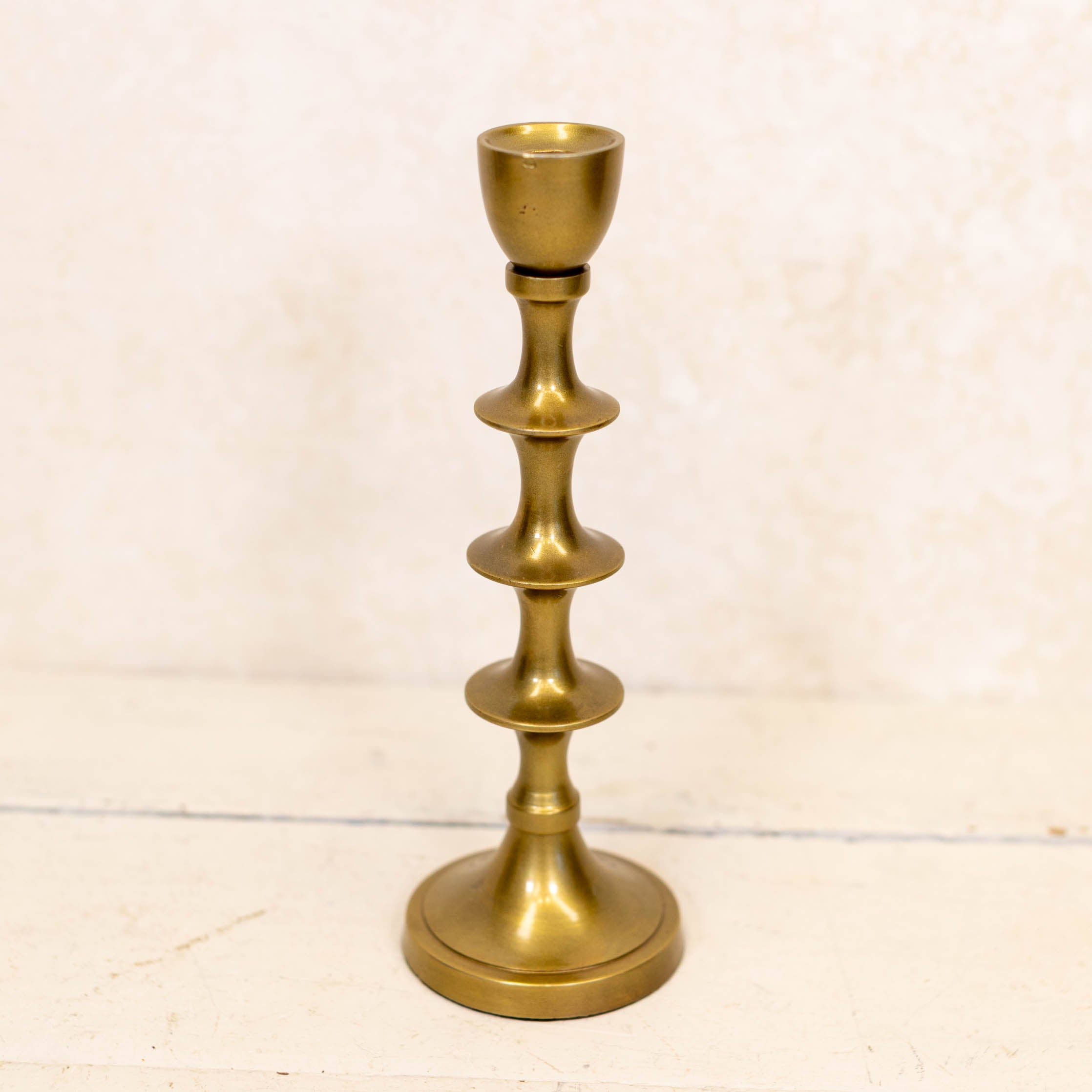 Tall Antique Gold Aluminum Taper Holder