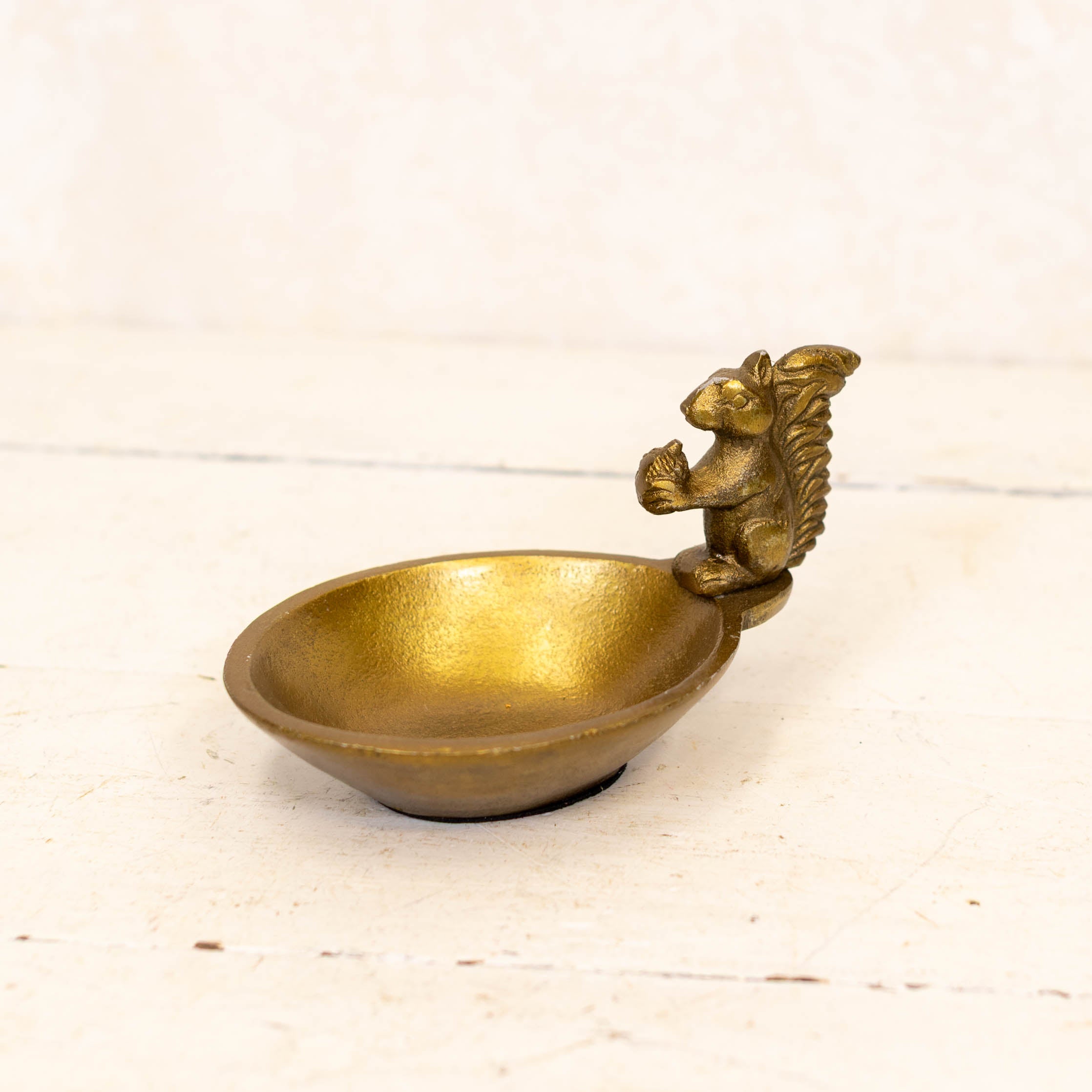 Brass Squirrel Walnut Bowl
