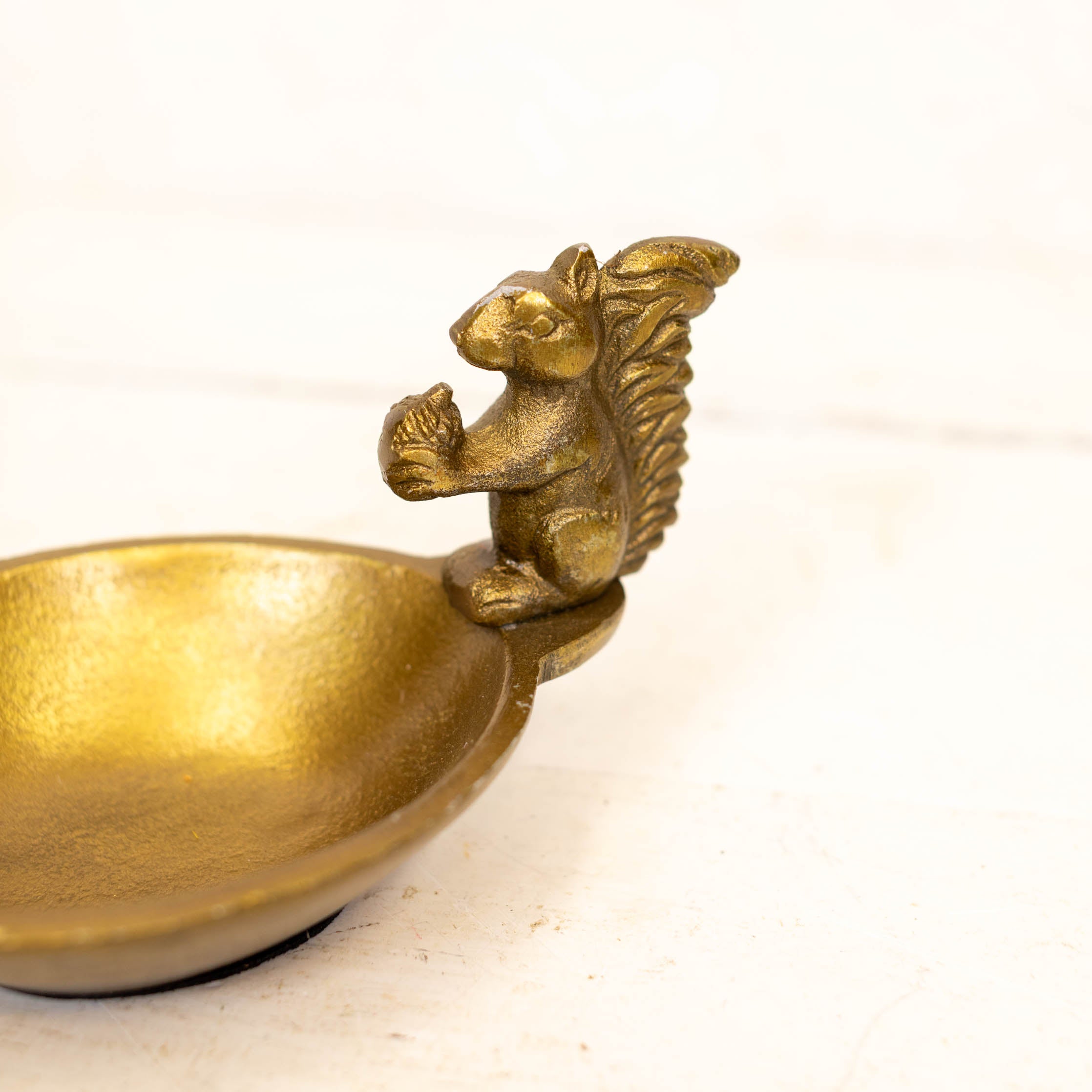 Brass Squirrel Walnut Bowl