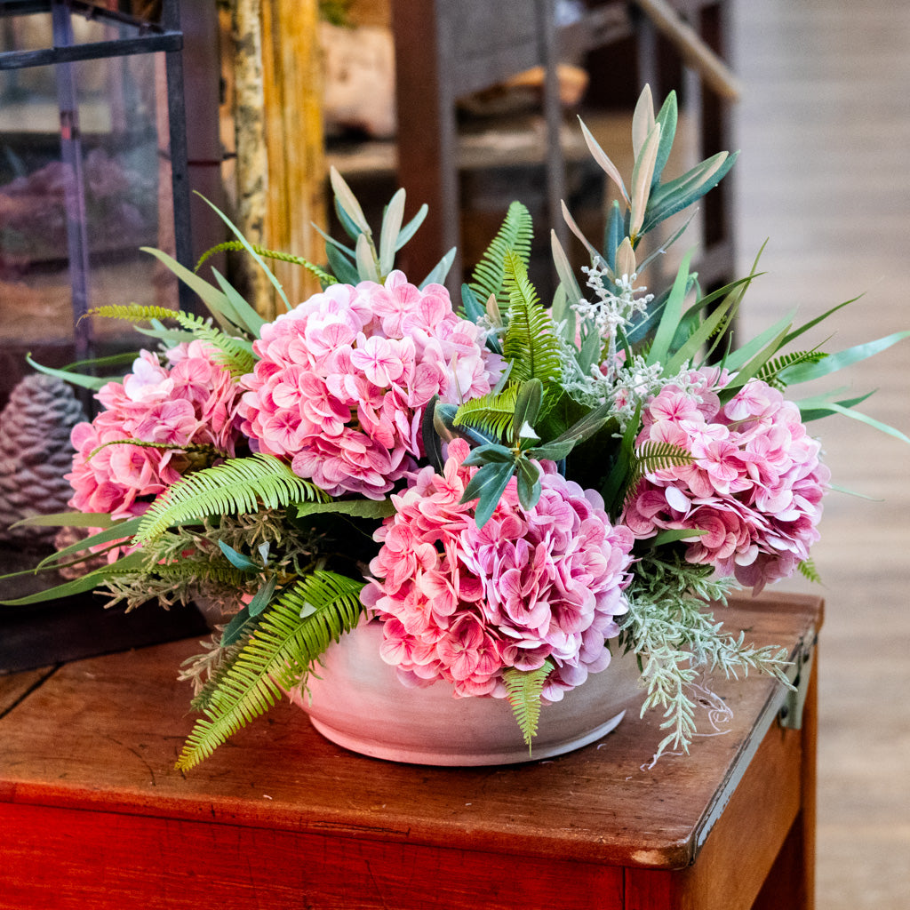 Pink Hydrangea Centerpiece Drop In