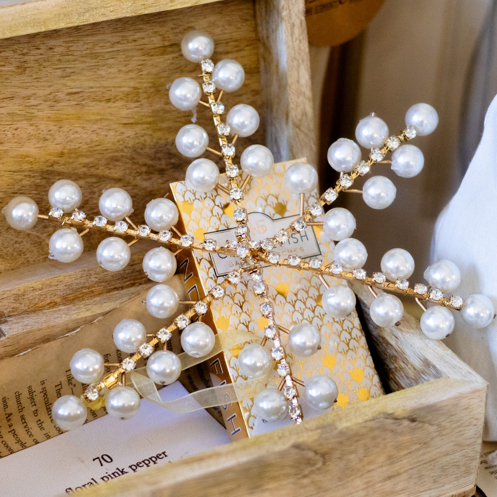Snowflake White Wire Ornament