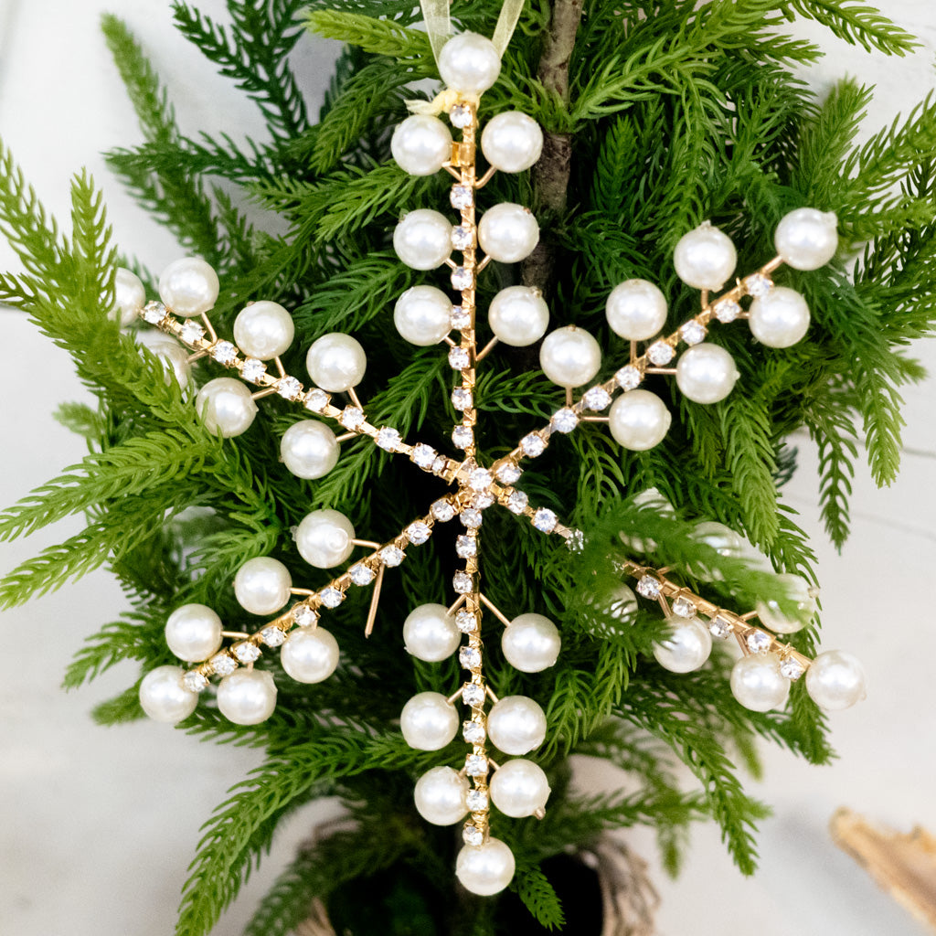 Snowflake White Wire Ornament