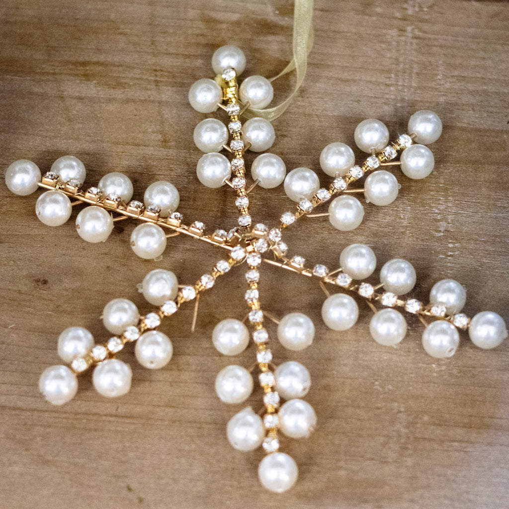 Snowflake White Wire Ornament