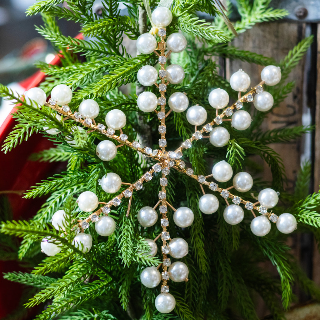 Snowflake White Wire Ornament