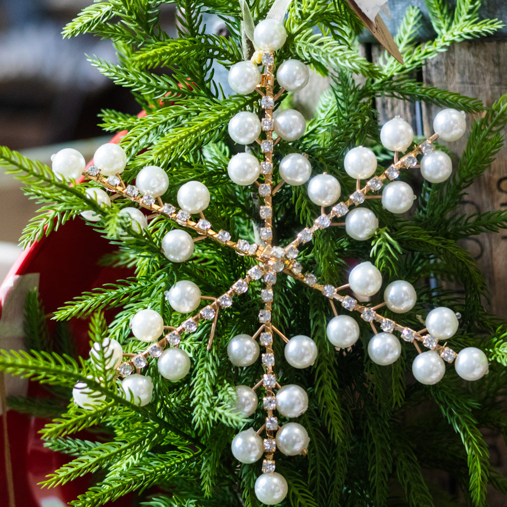 Snowflake White Wire Ornament