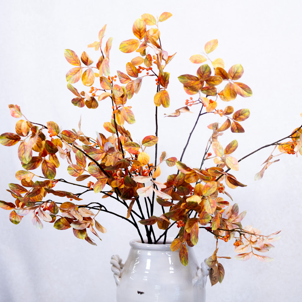 Myrtle Leaf with Berries Orange Green Spray