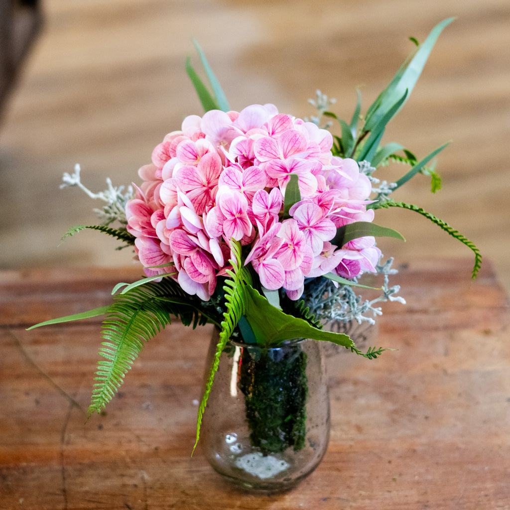 Single Pink Hydrangea Bouquet Drop In