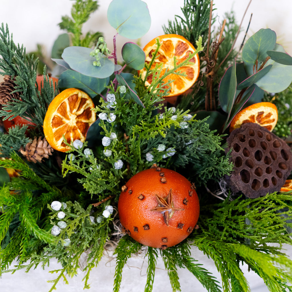 Orange Grove Evergreen Centerpiece