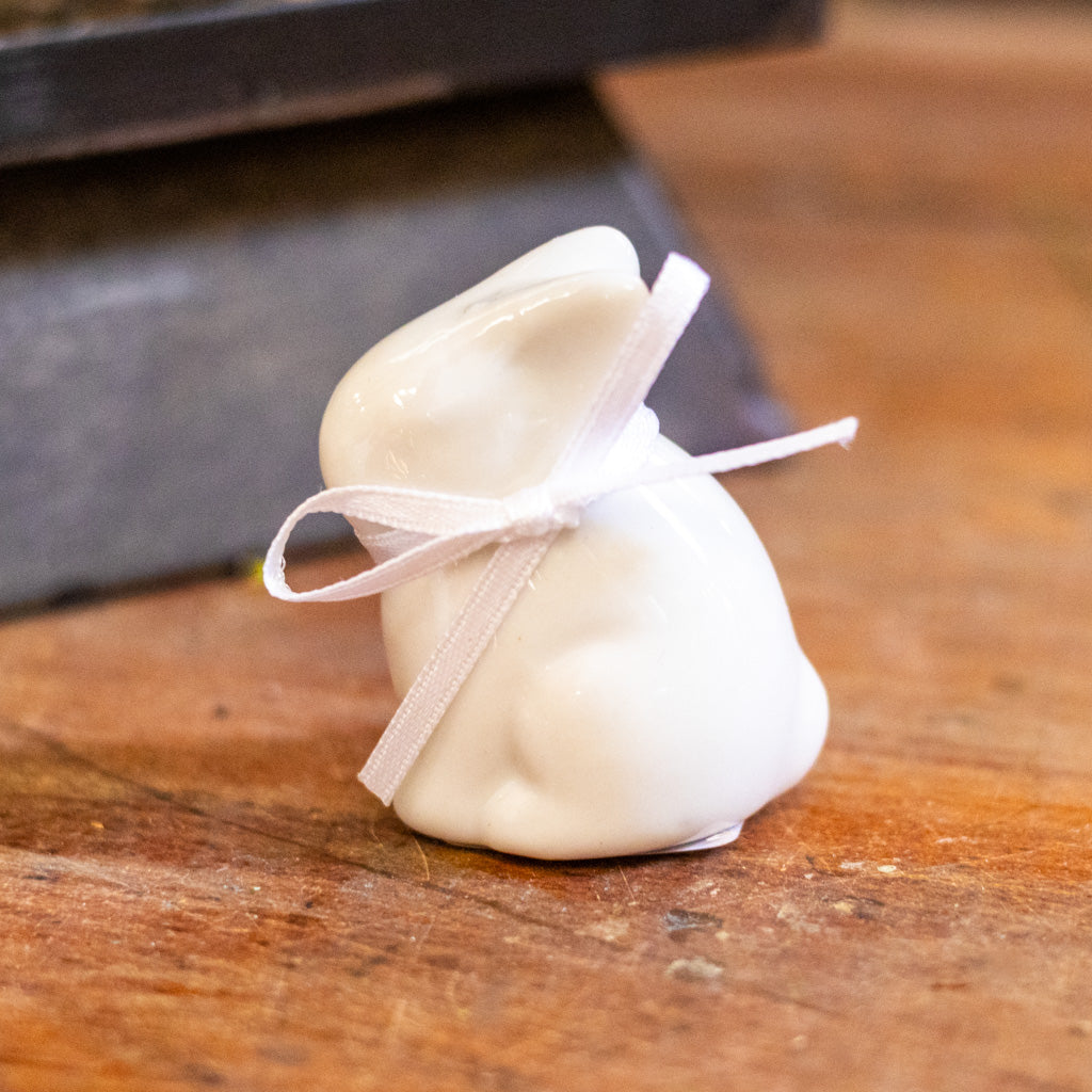 White Ceramic Baby Bunny with White Bow