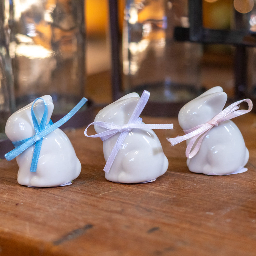 White Ceramic Baby Bunny with White Bow