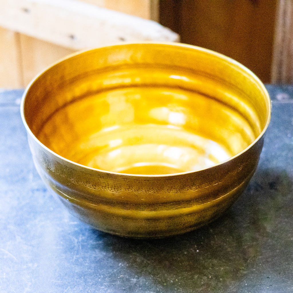 Aluminum Gold Grooved Bowl