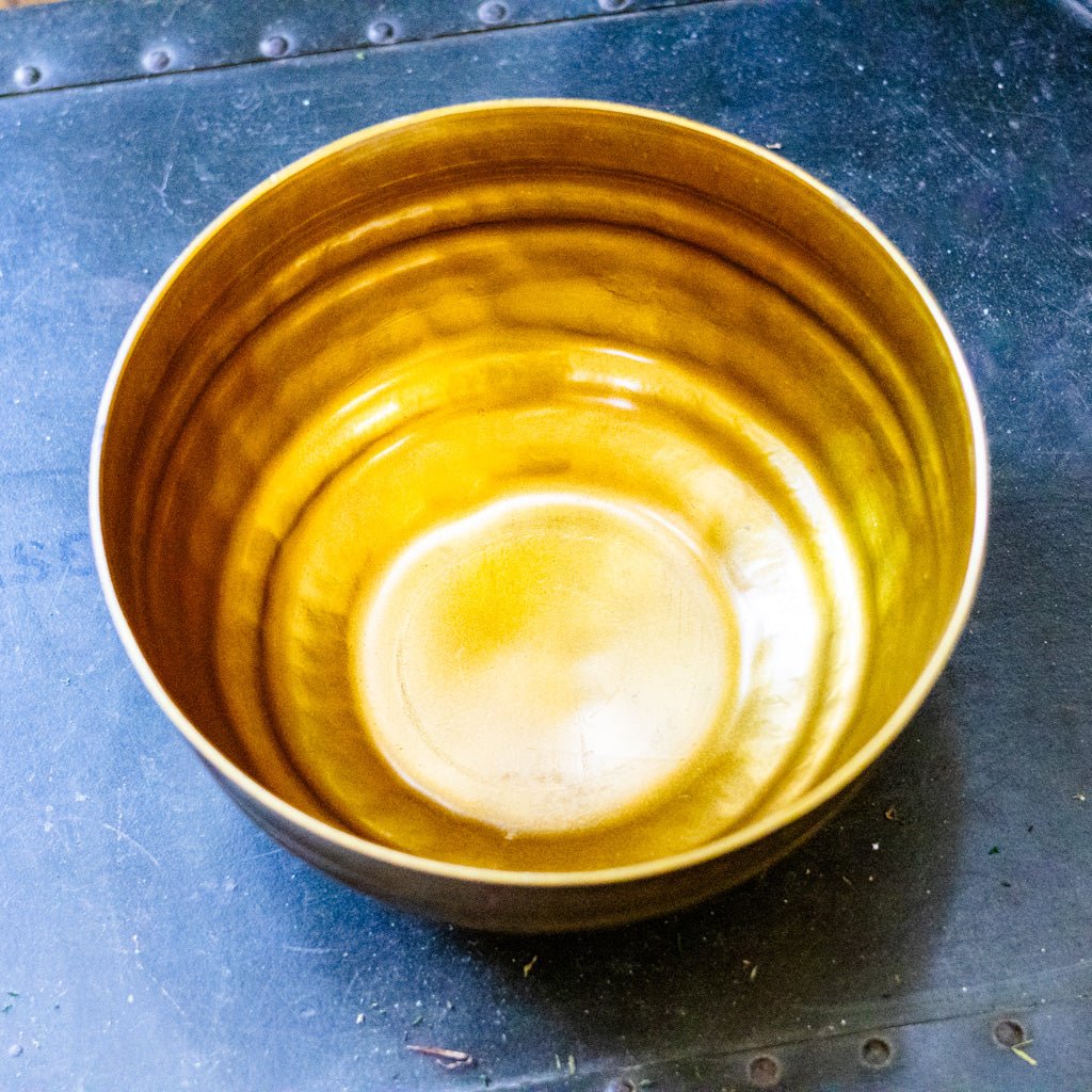 Aluminum Gold Grooved Bowl