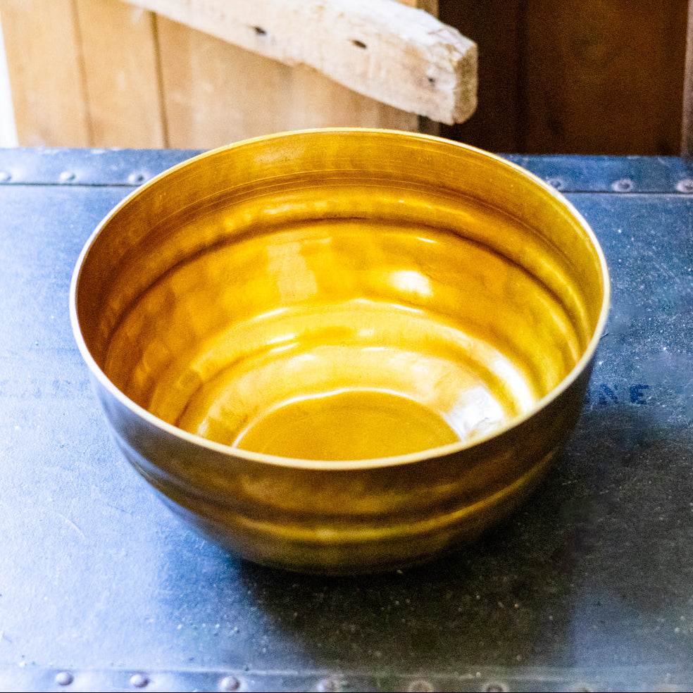 Aluminum Gold Grooved Bowl