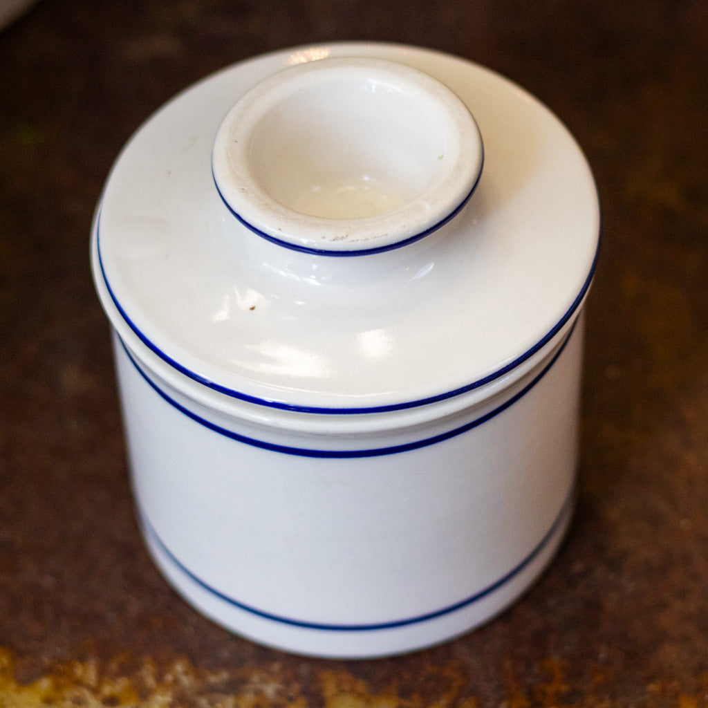 Stoneware Blue White Butter Keeper