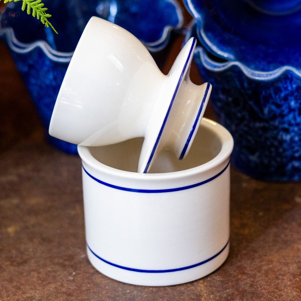 Stoneware Blue White Butter Keeper