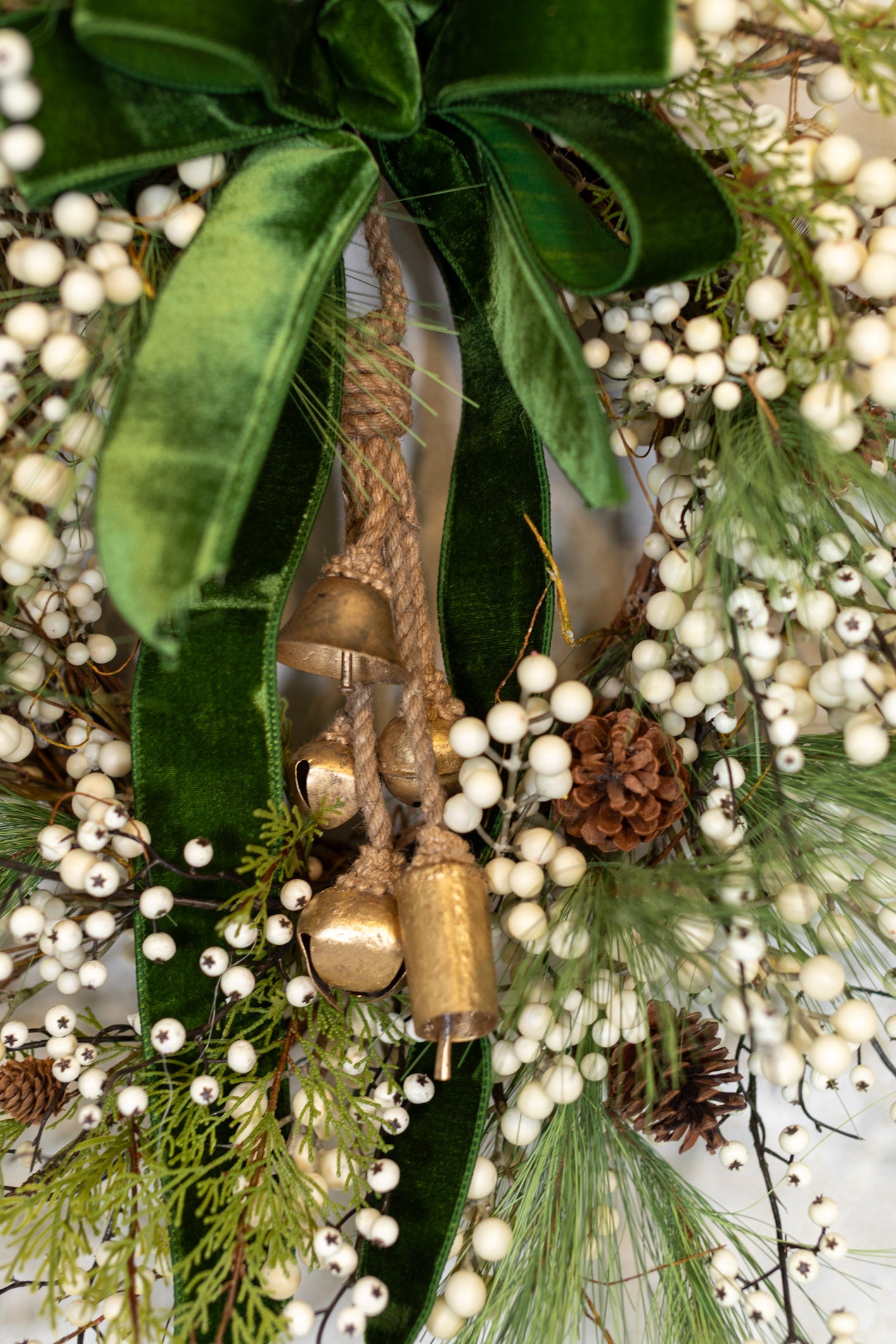 Very Berry White Wreath with Bells