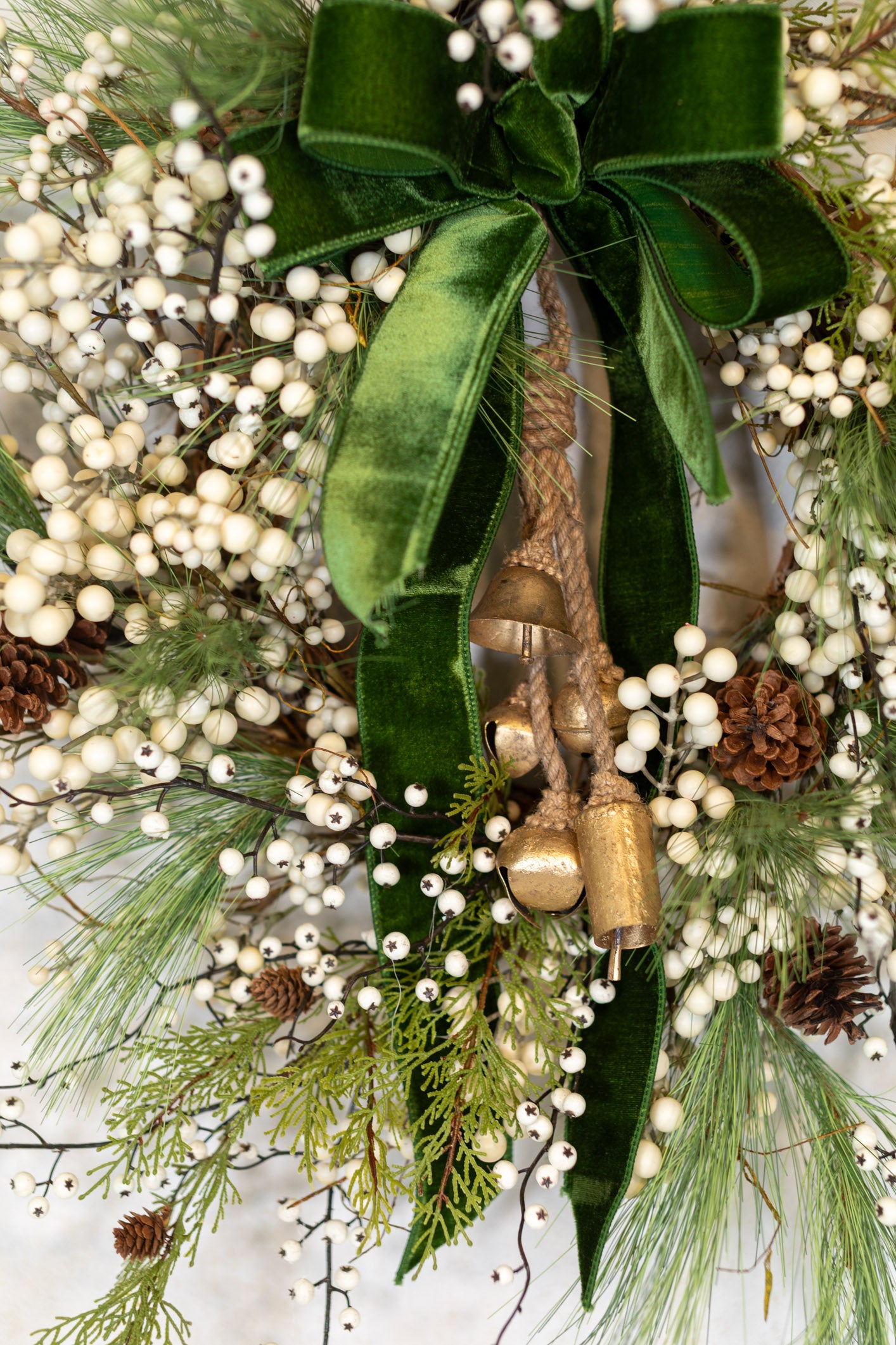 Very Berry White Wreath with Bells