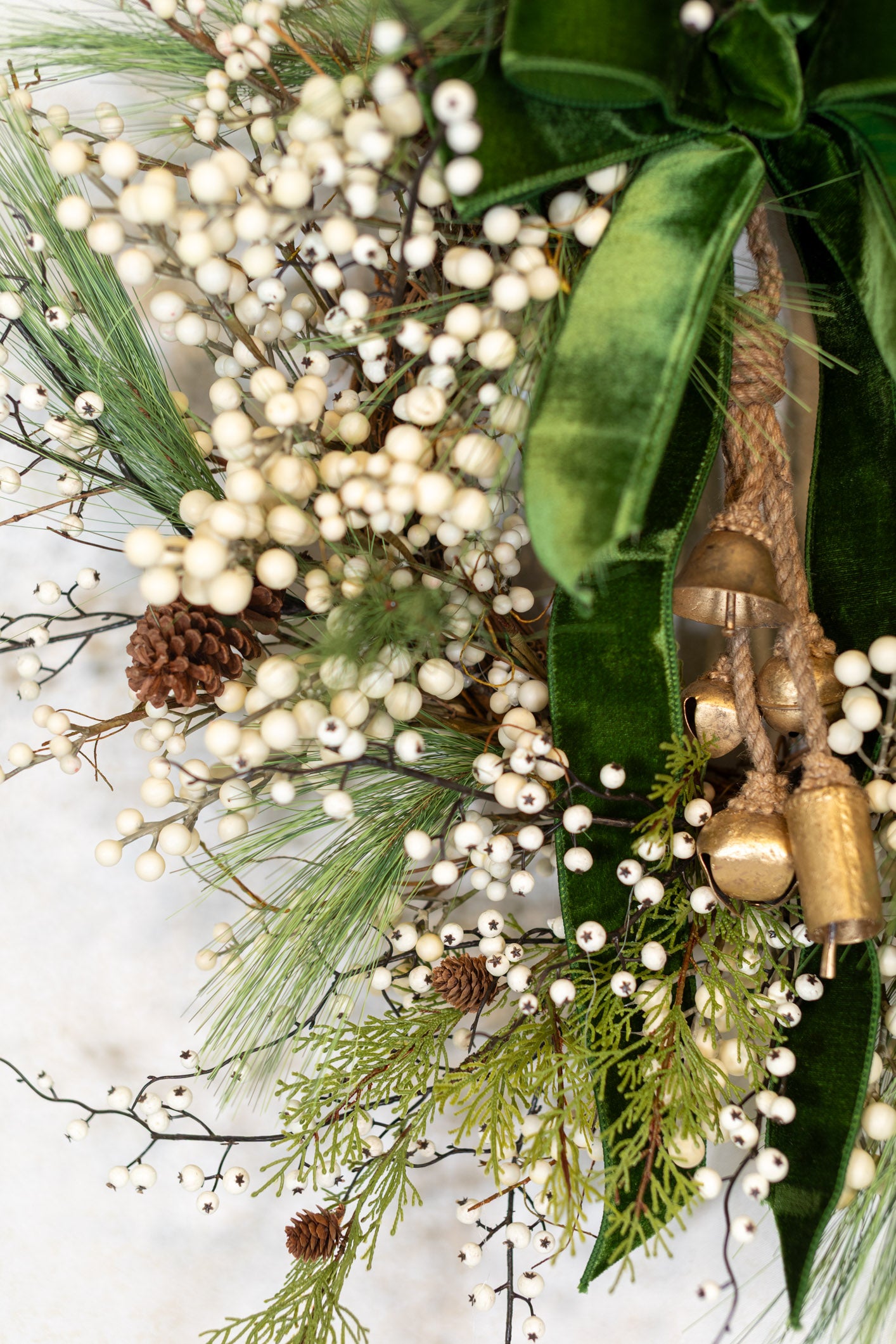 Very Berry White Wreath with Bells