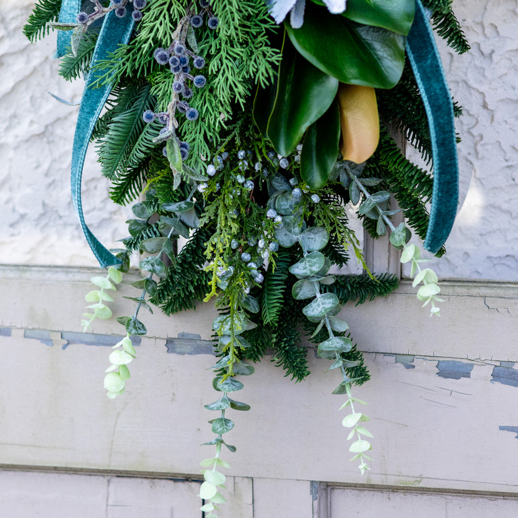 Sugared Spruce Down Drop with Bow