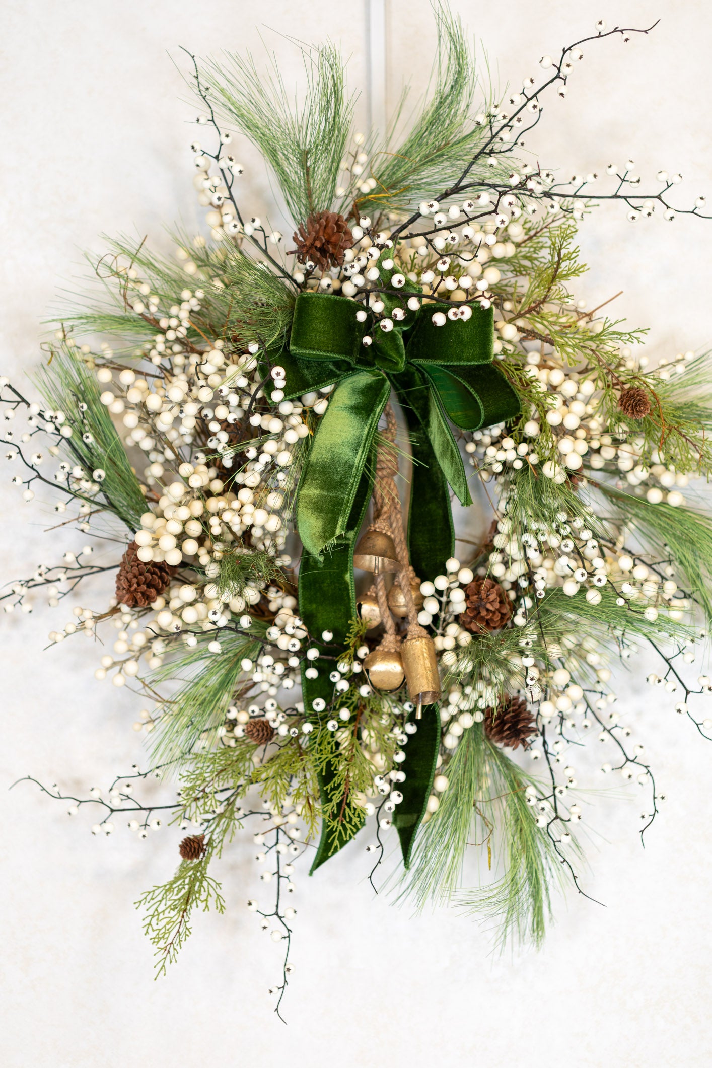 Very Berry White Wreath with Bells
