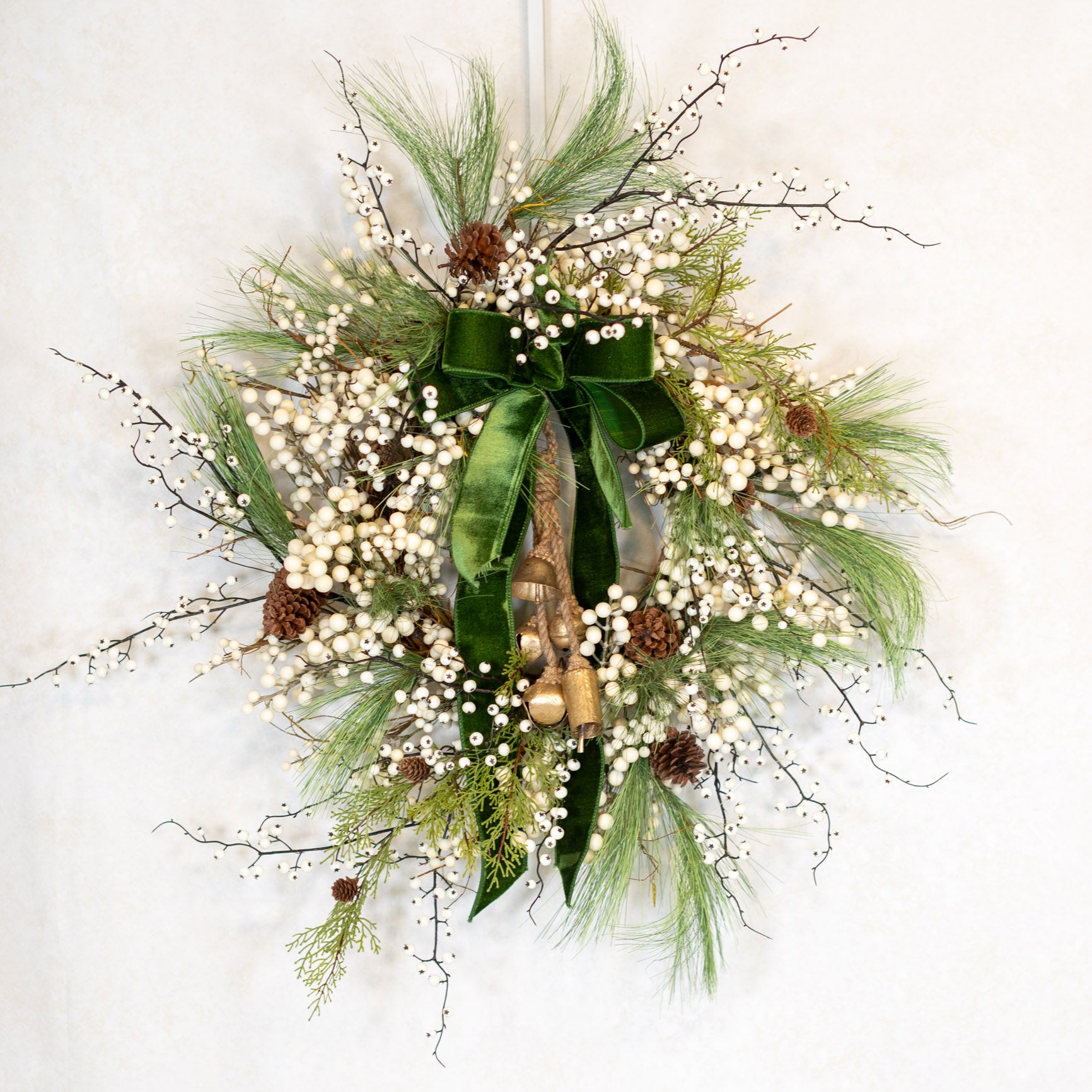 Very Berry White Wreath with Bells