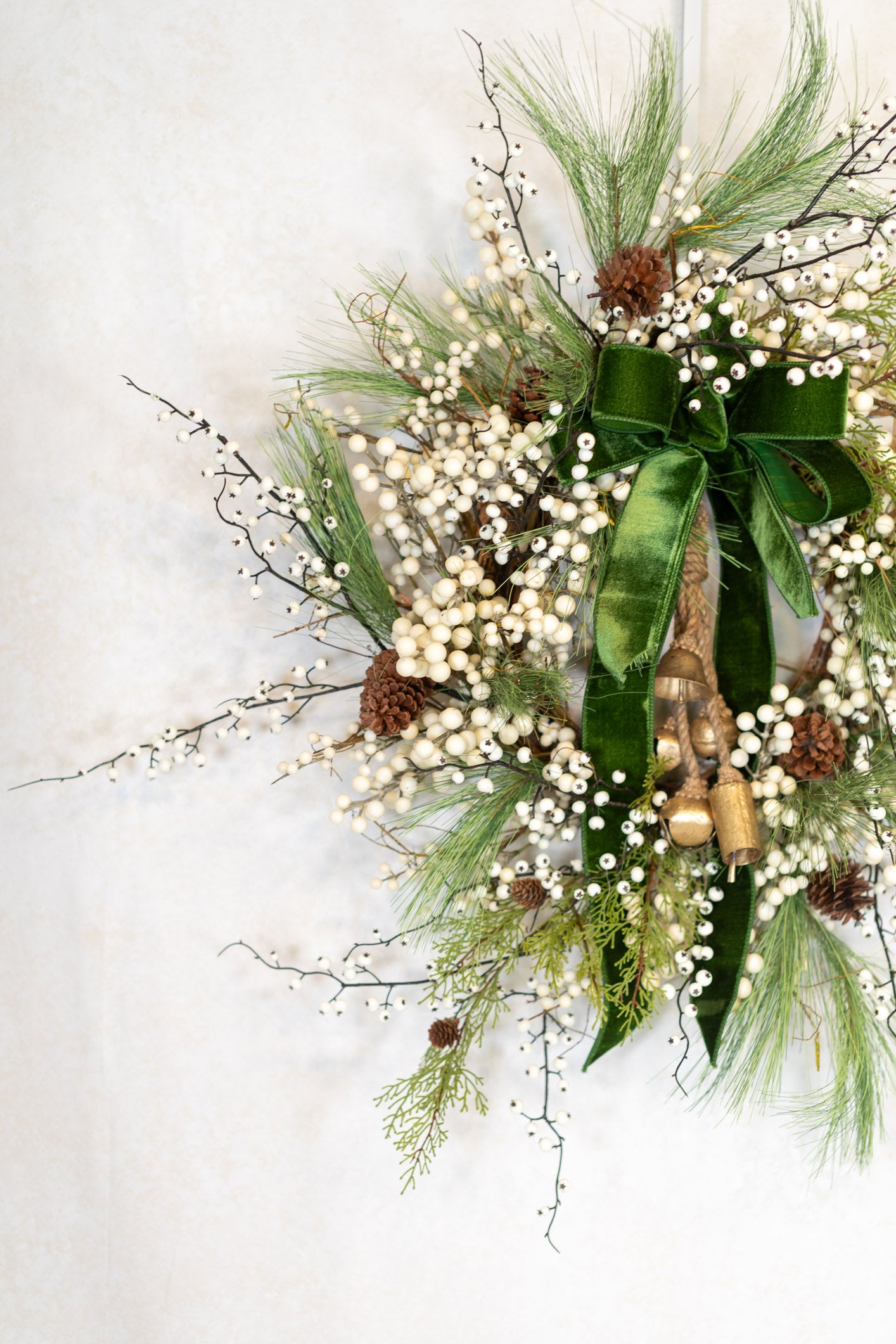 Very Berry White Wreath with Bells