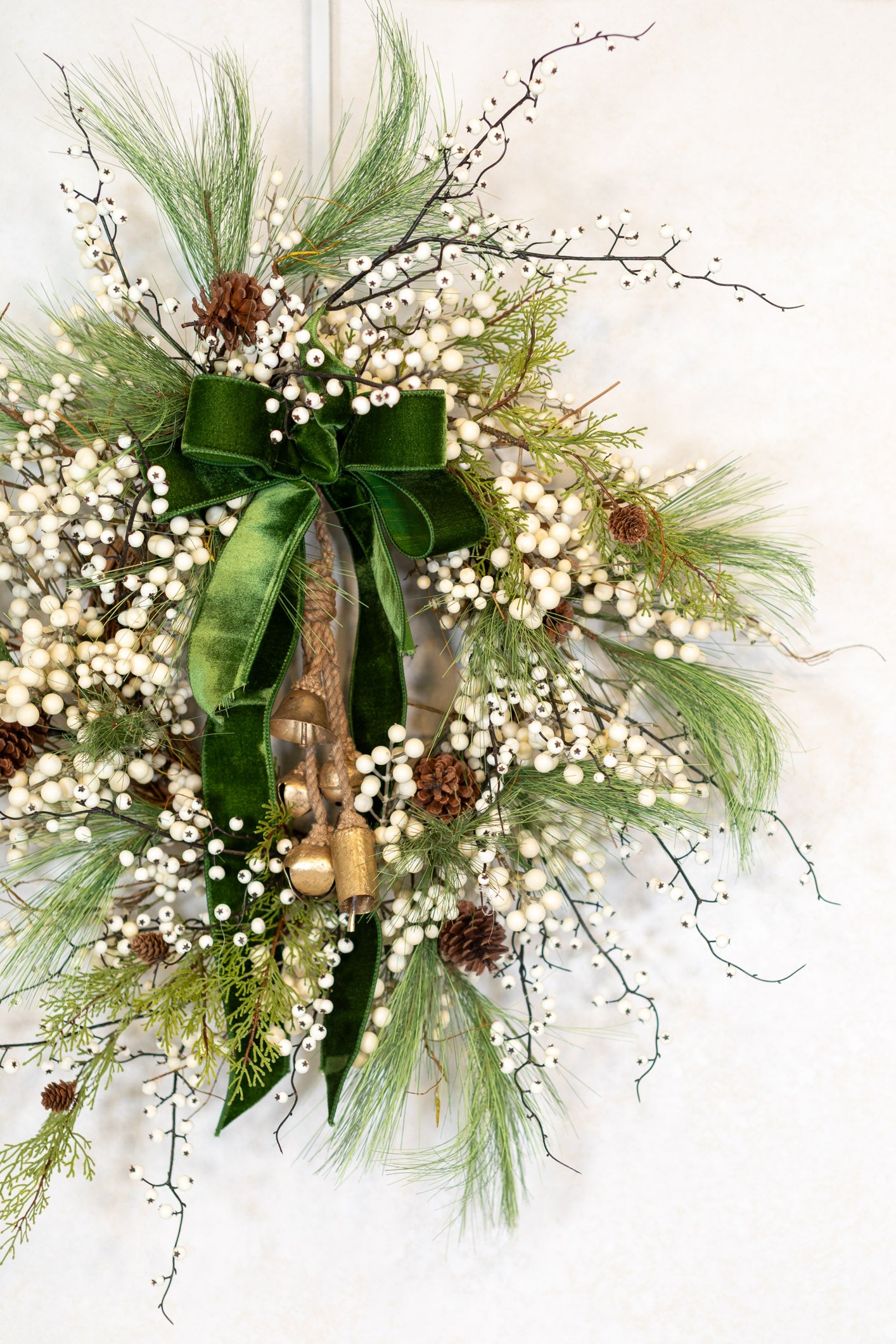 Very Berry White Wreath with Bells