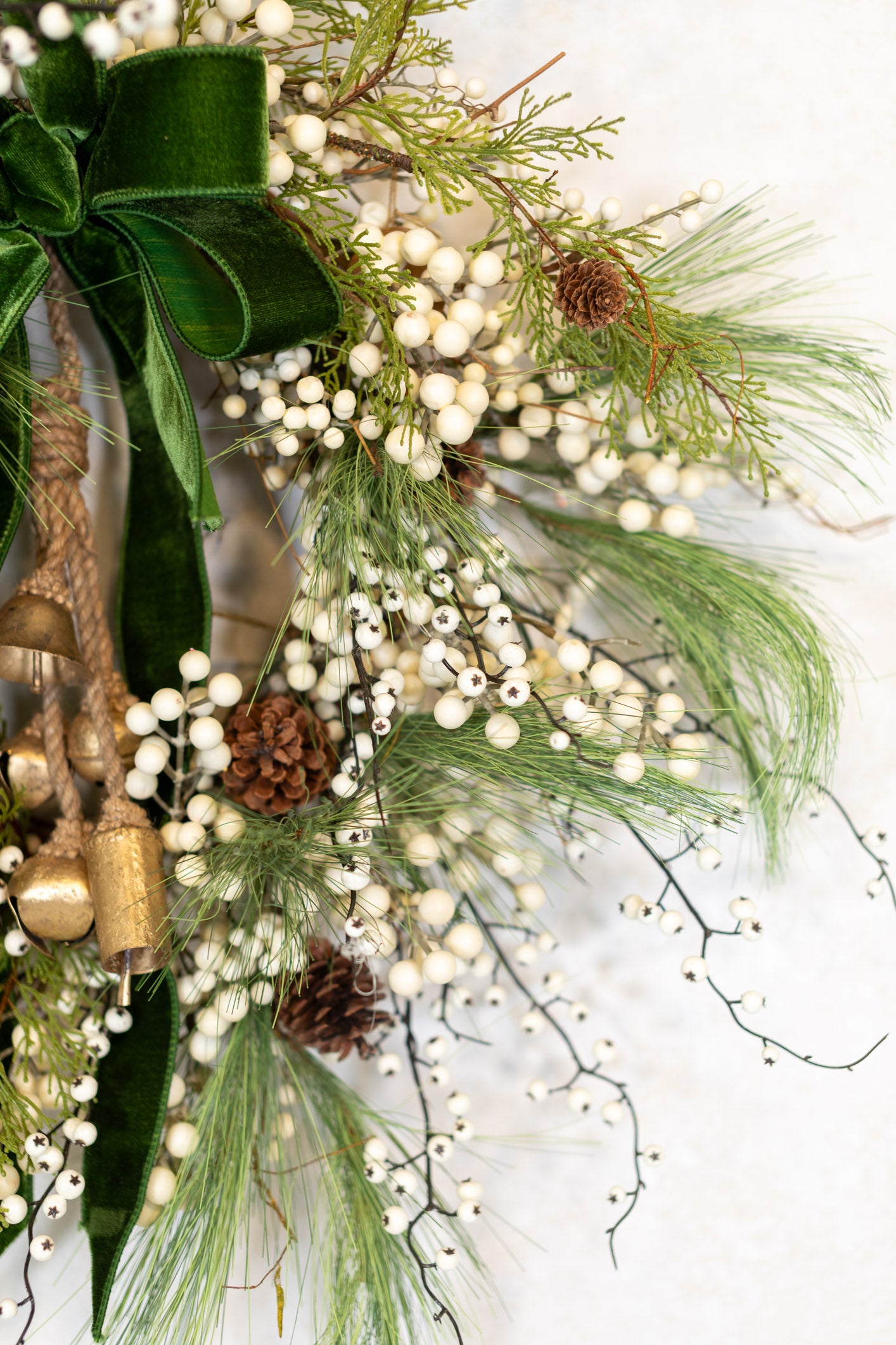 Very Berry White Wreath with Bells