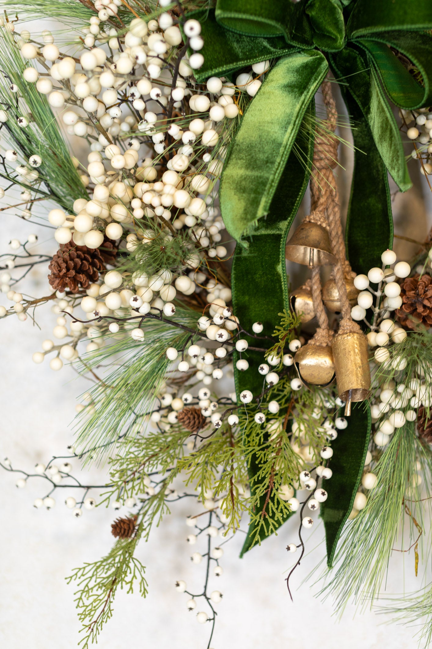 Very Berry White Wreath with Bells