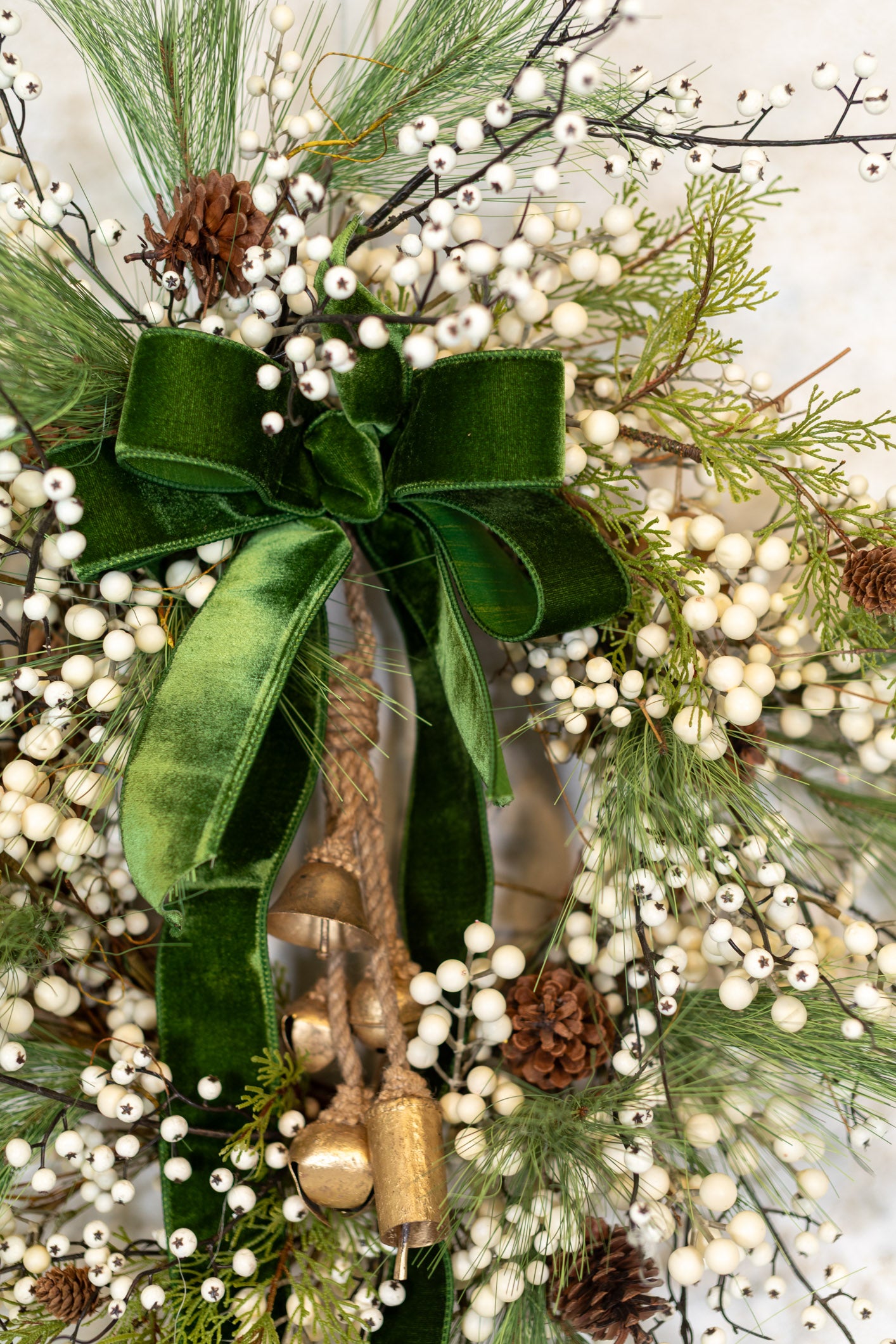 Very Berry White Wreath with Bells