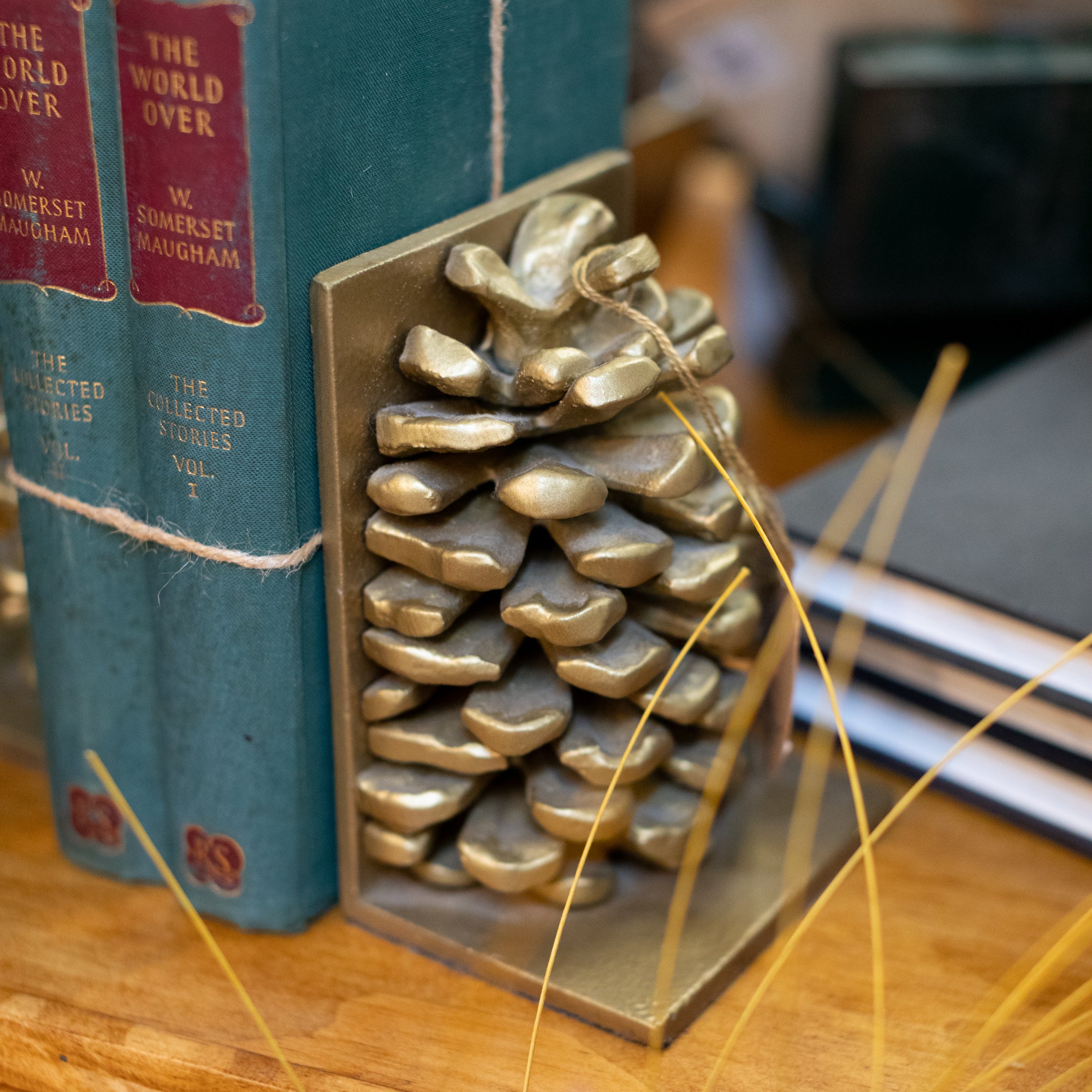 Pair of Gold Pinecone Bookends