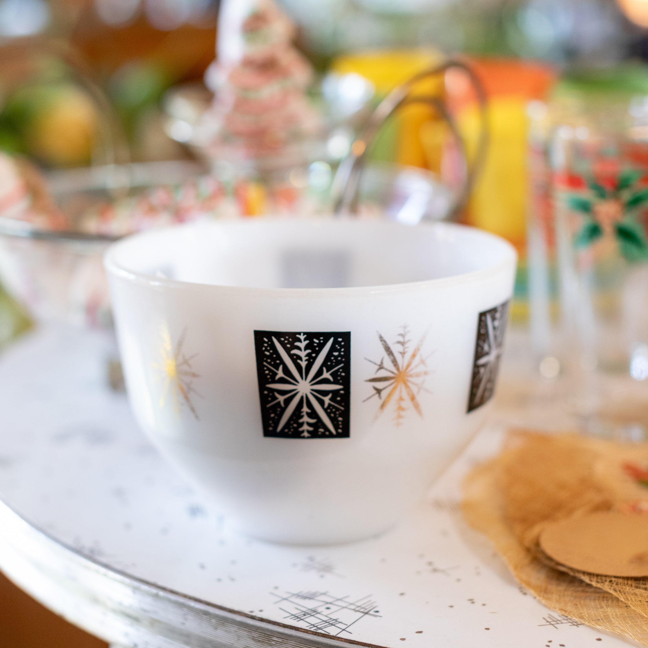 Mid-Century BIK-Silvere White Bowl Atomic Snowflake