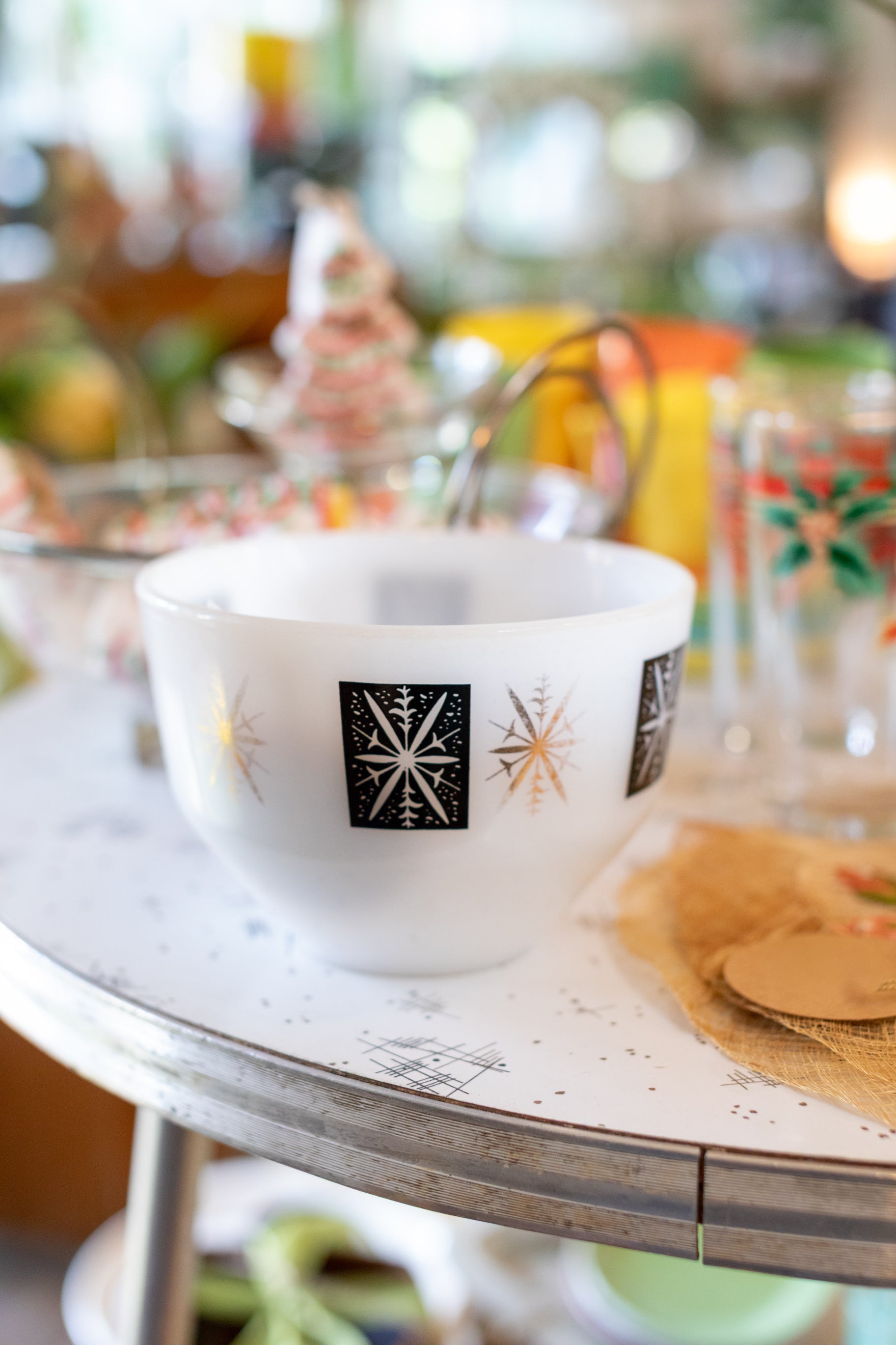Mid-Century BIK-Silvere White Bowl Atomic Snowflake