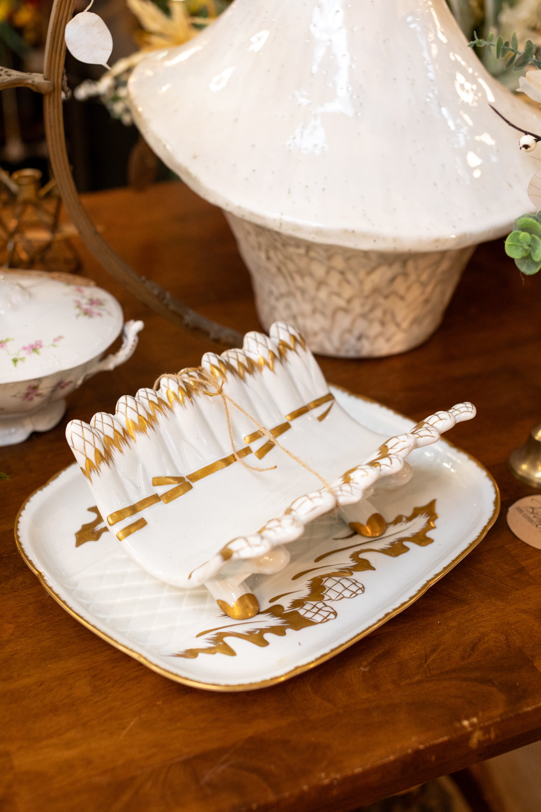 Vintage French Asparagus Server with Underplate Made in France