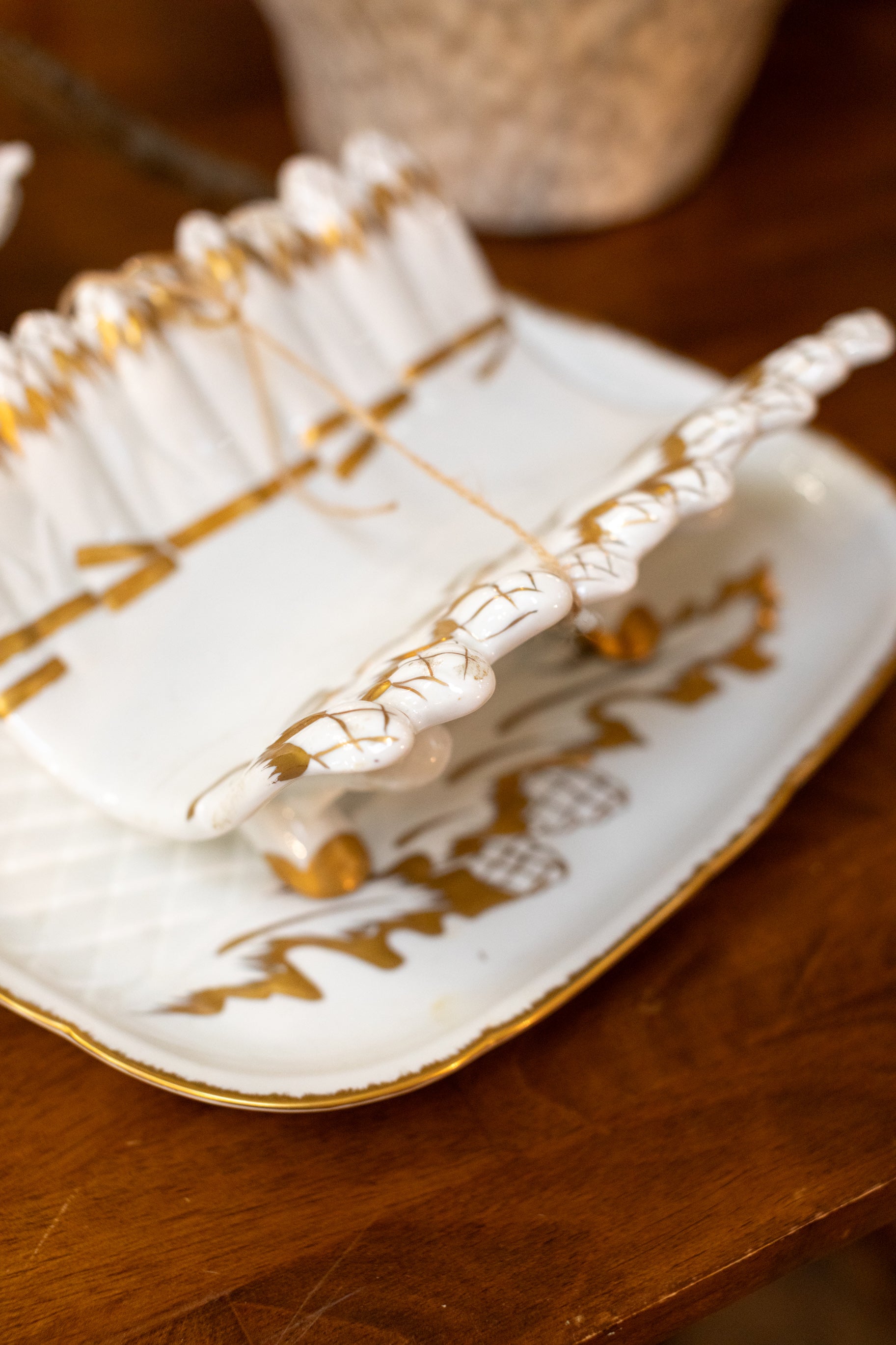 Vintage French Asparagus Server with Underplate Made in France